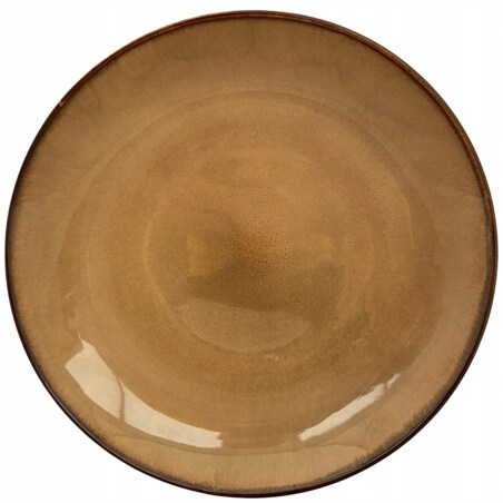 TALERZ OBIADOWY DUŻY 28CM CERAMICZNY BRĄZOWY NUGAT PŁYTKI PŁASKI NA SZTUKI