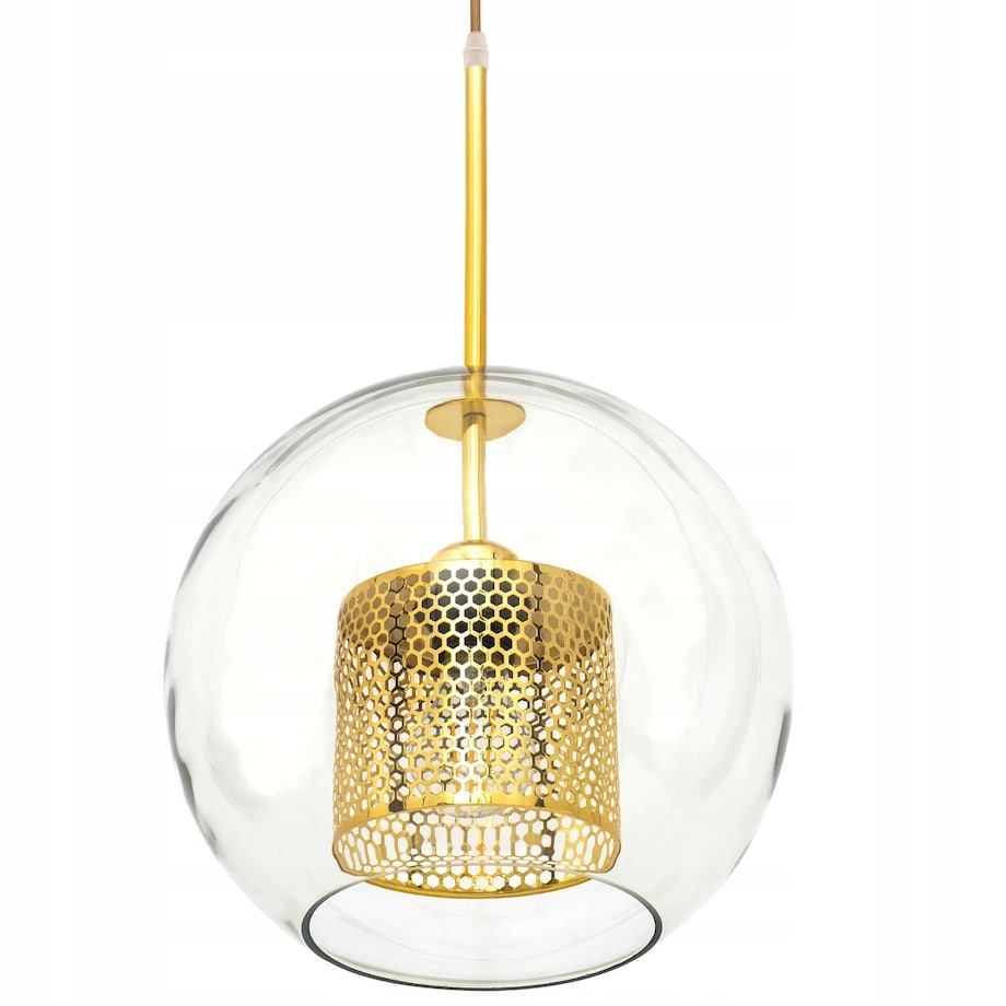 Lampa Wisząca Toolight Złota Szklana Kula E27