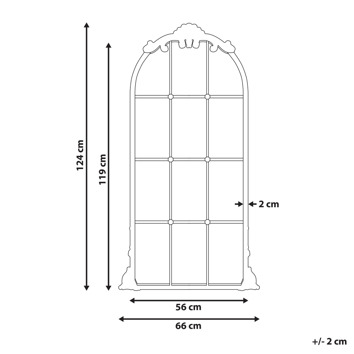 Lustro ścienne NOIDAN 66 cm 124 cm Metal Złoty