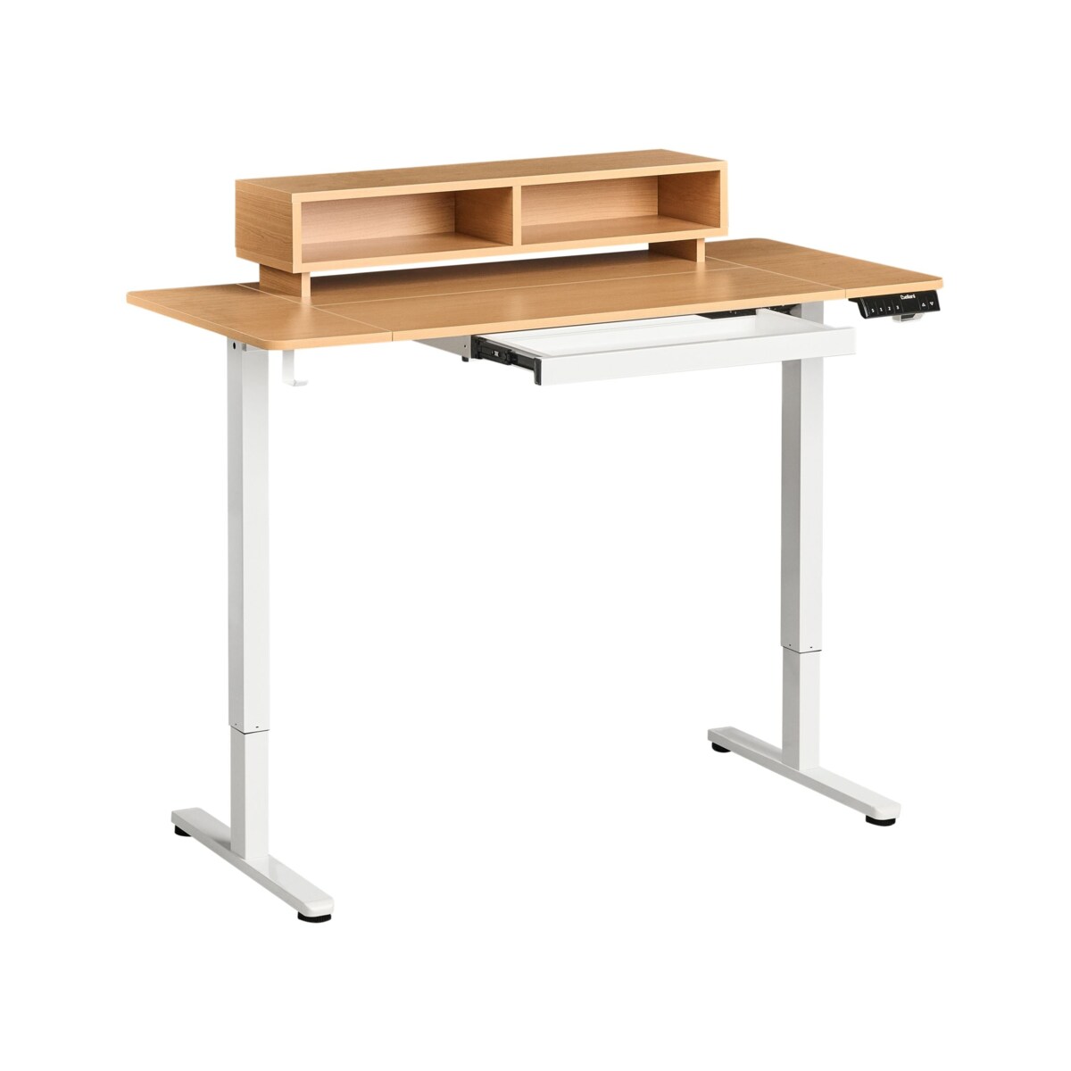 Biurko regulowane elektrycznie LUCAMA Jasny brąz/ biały 120 cm 60 cm Z portem USB