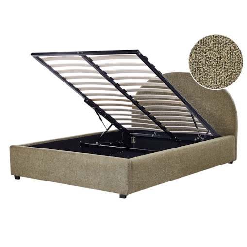 Łóżko z pojemnikiem boucle 140 x 200 cm zielone oliwkowe VAUCLUSE