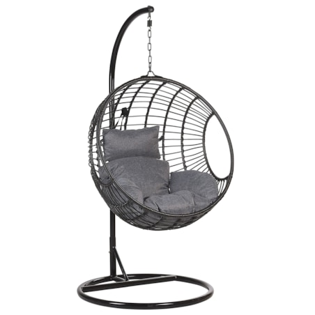 Fotel wiszący ze stojakiem ASPIO Technorattan Czarny