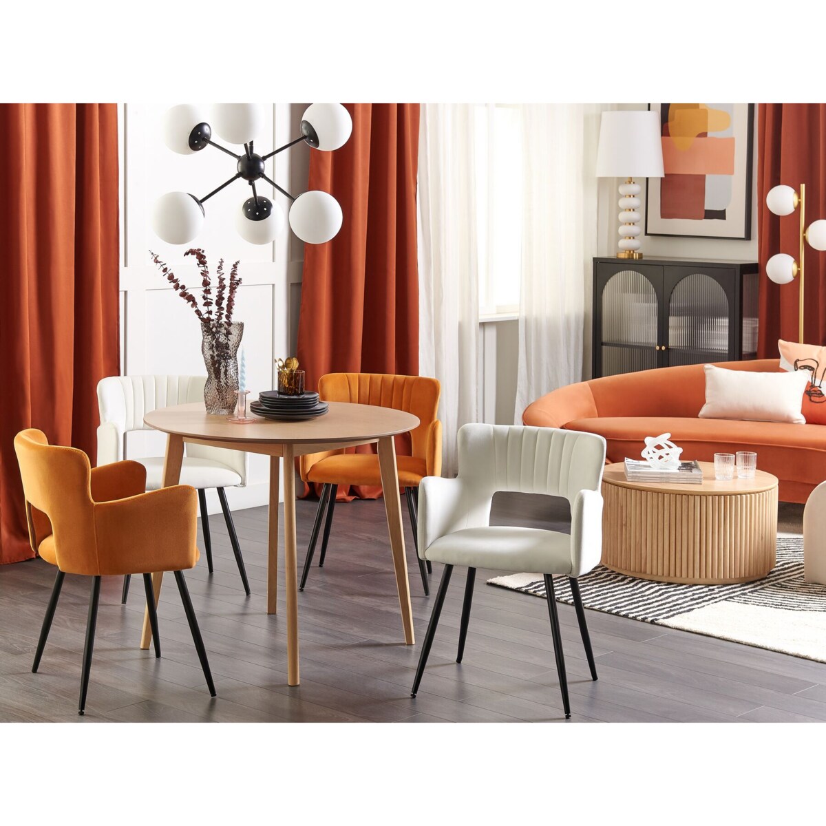 2 krzesła do jadalni welurowe białe SANILAC