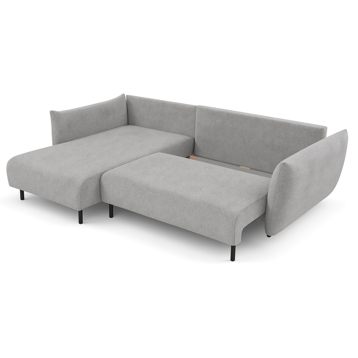 Narożnik DELI z funkcją spania na nóżkach, lewostronny, srebrny