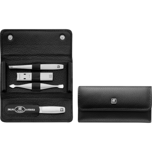 Zestaw podróżny Zwilling Twinox – czarne, skórzane etui, 4 elementy - Czarny