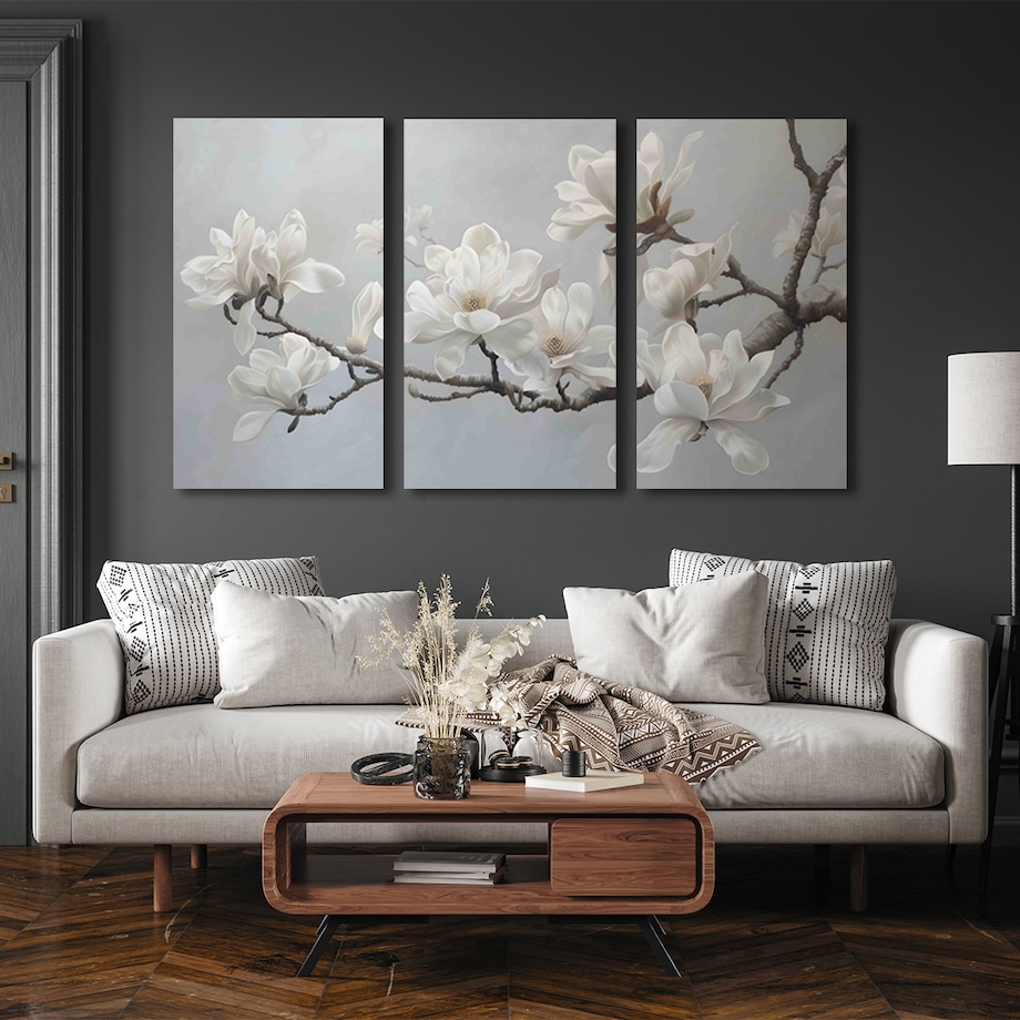 Obraz białe kwiaty 70x120cm