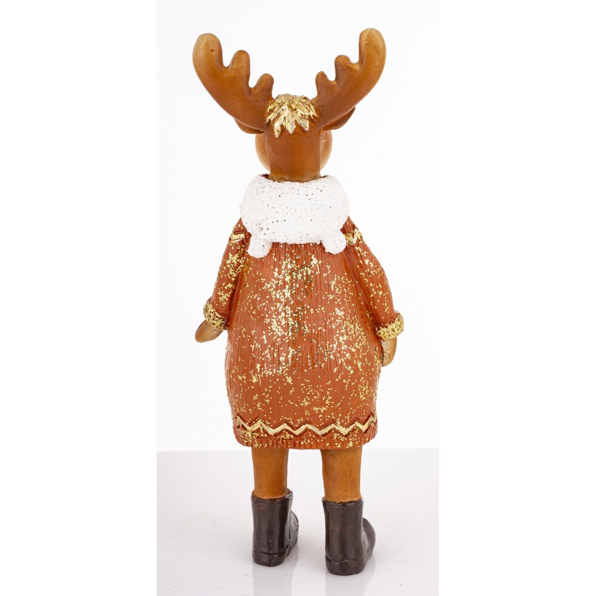 Figurka - łosza 20x8x6,5 cm ALCE w sukience w białe wzorki i białym kapturze