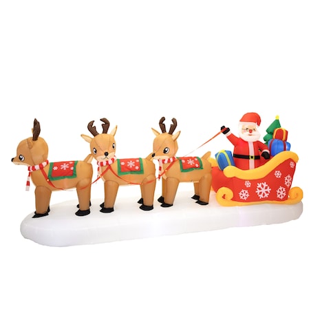 Nadmuchiwana ozdoba Mikołaj na saniach renifery świąteczne dmuchane