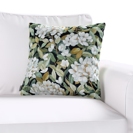 Poszewka Kinga na poduszkę 50x50 jasne kwiaty na czarnym tle