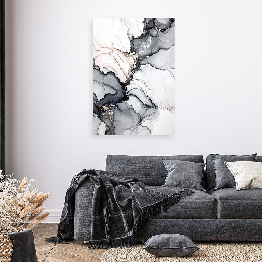 Obraz czarno złoty do salonu jadalni biura, Nowoczesna Abstrakcja 40x60