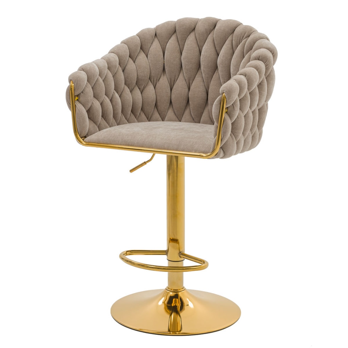 Hoker tapicerowany obrotowy regulowany ROSA PREMIUM beżowy