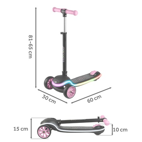 Hulajnoga dla dzieci trójkołowa Leddi czarna-różowa