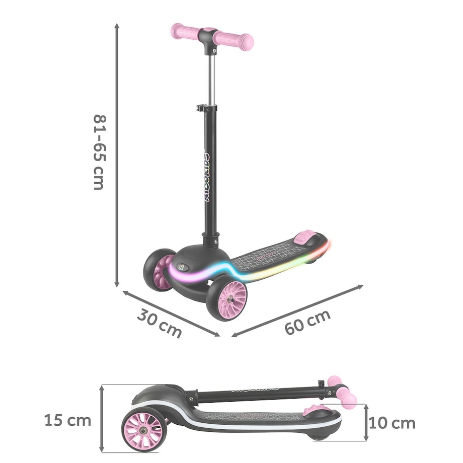 Hulajnoga dla dzieci trójkołowa Leddi czarna-różowa