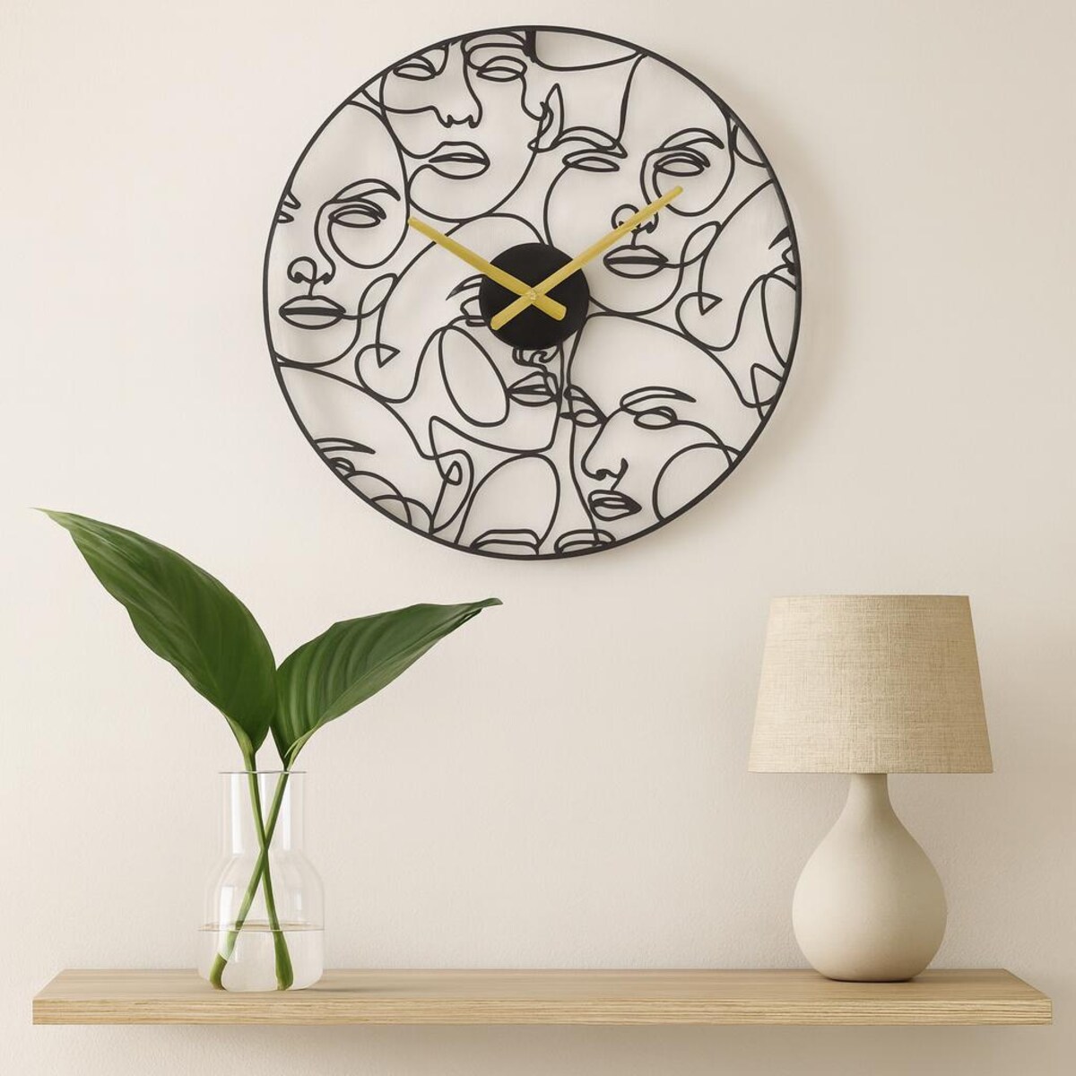 Zegar ścienny FACES, metalowy, czarny, Ø 50 cm