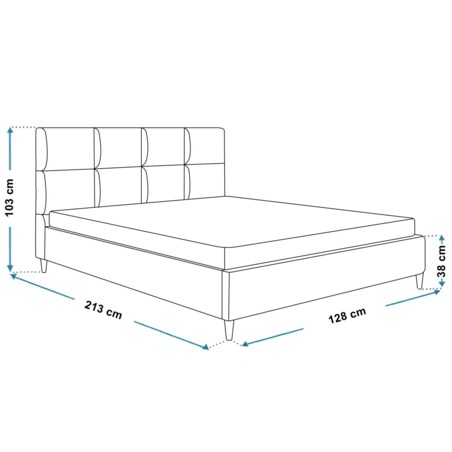 Łóżko tapicerowane 120x200 LUXO 1 na drewnianych nóżkach- granatowe