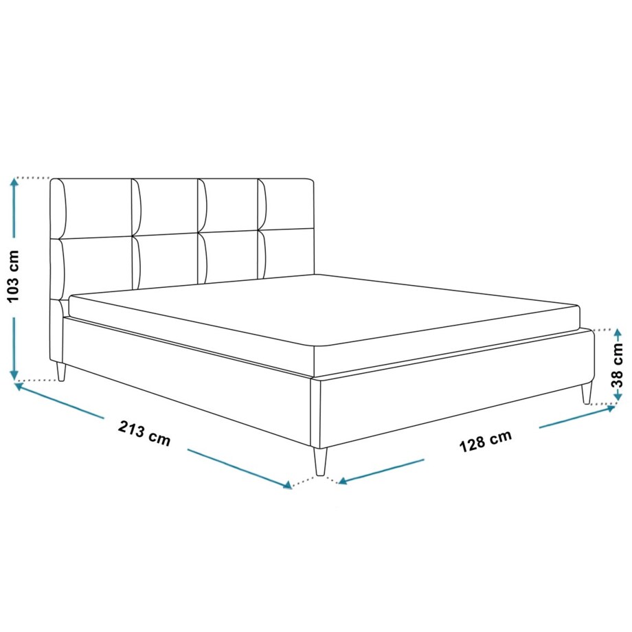 Łóżko tapicerowane 120x200 LUXO 1 na drewnianych nóżkach- granatowe