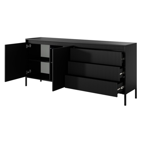 Komoda 187 2D3S ENSO ryflowana, czarna