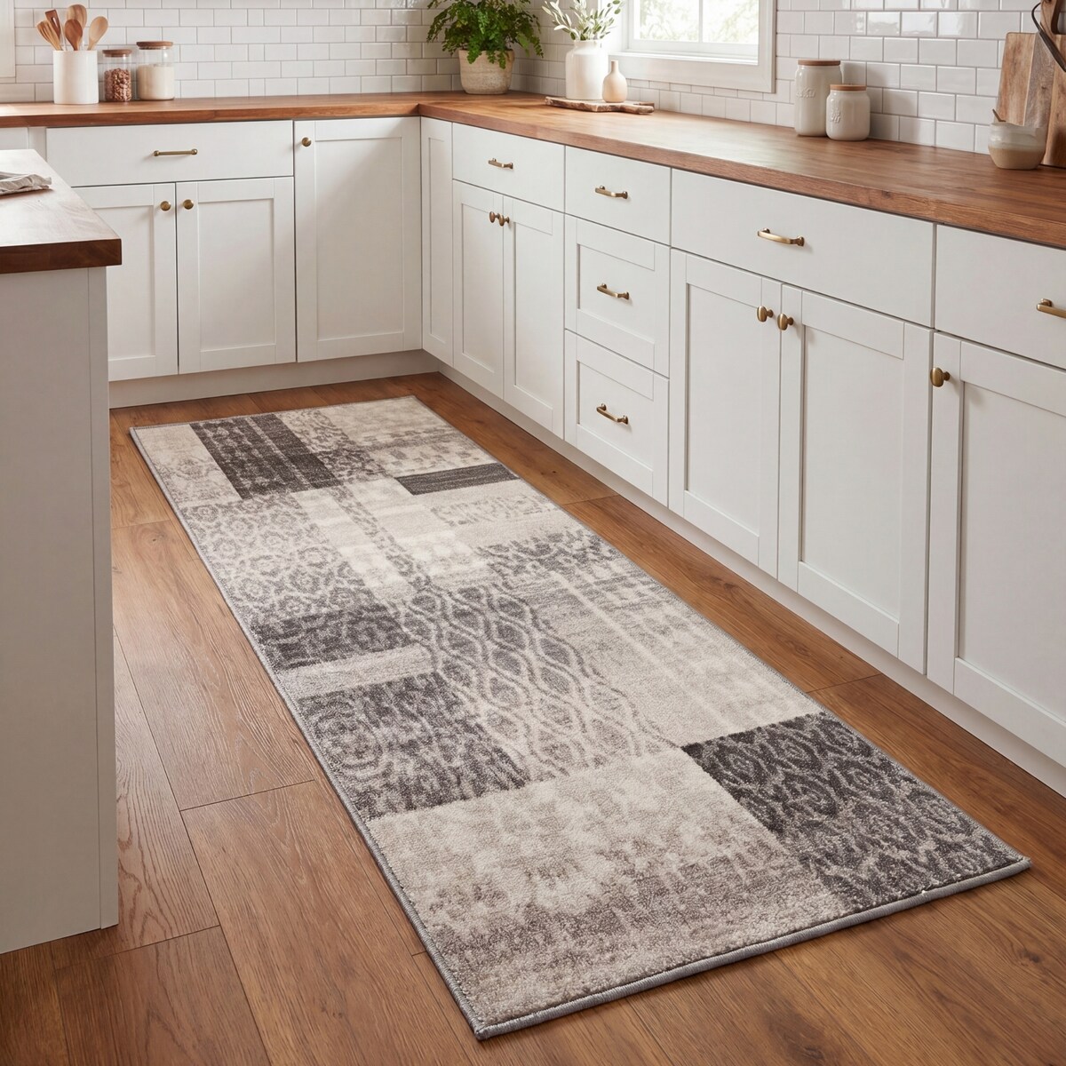 Chodnik Antypoślizgowy Vita 80x200 cm Patchwork Beżowy