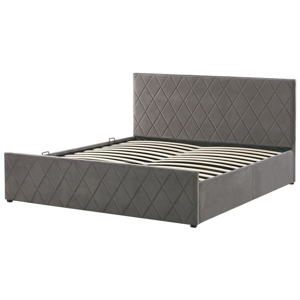 Łóżko z pojemnikiem welurowe 180 x 200 cm szare ROCHEFORT