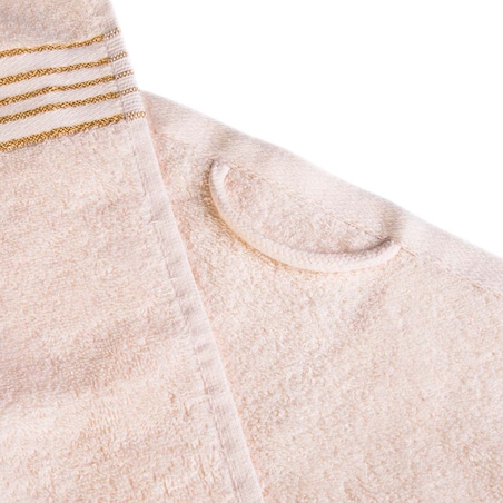 Ręcznik do rąk 30x50 cm bawełniany kolor kremowy z bordiurą w złote paski 500 g/m2 TIWANO