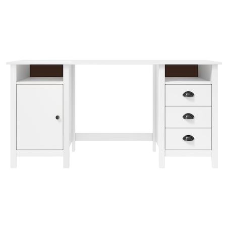 vidaXL Biurko Hill, białe, 150x50x74 cm, lite drewno sosnowe
