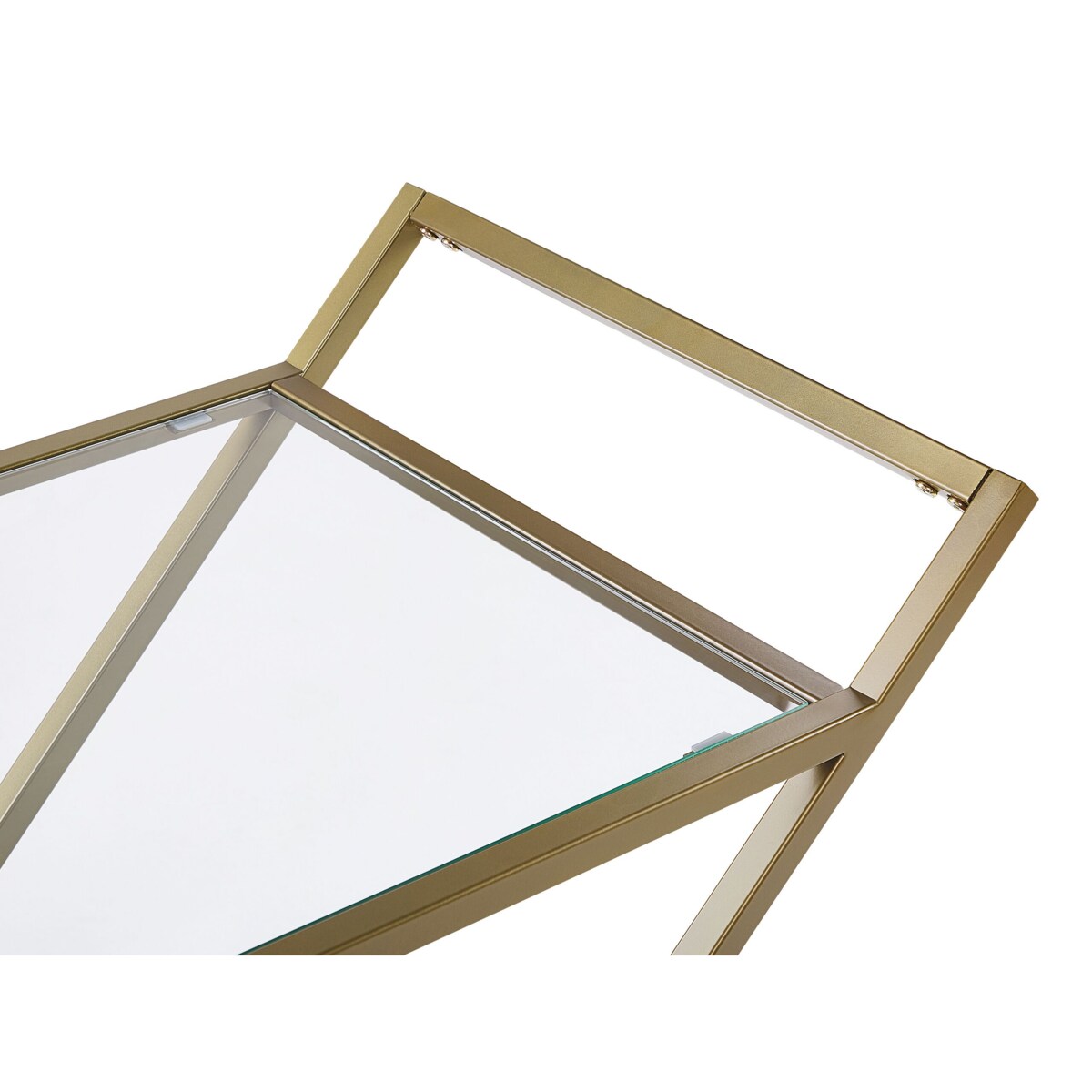 Metalowy wózek kuchenny 2-poziomowy ze szklanym blatem złoty IVERA