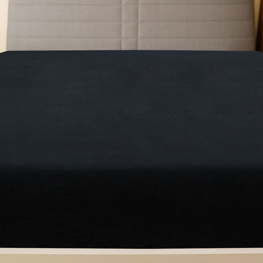 vidaXL Prześcieradła, 2 szt., czarne, 180x200 cm, dżersej bawełniany