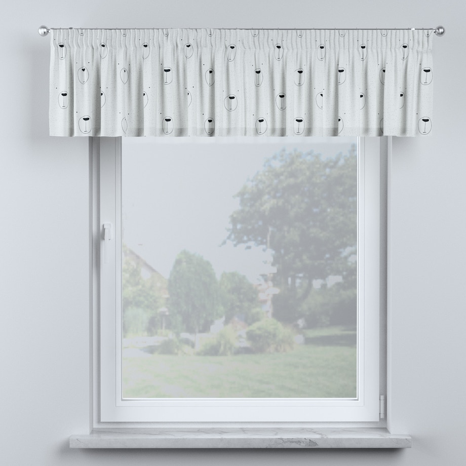 Lambrekin na taśmie marszczącej 390x40 ecru-czarny