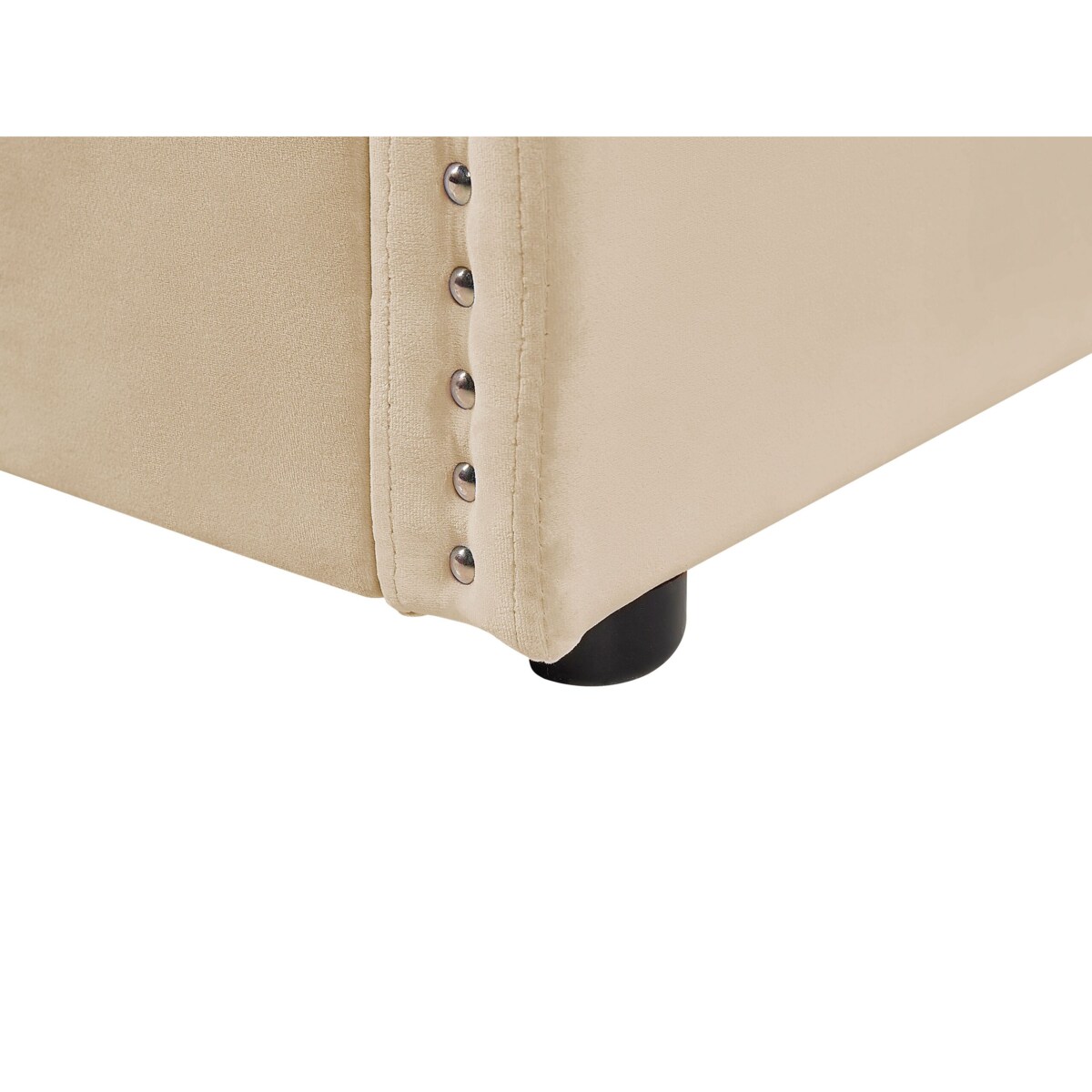 Łóżko wysuwane welurowe 90 x 200 cm beżowe TROYES