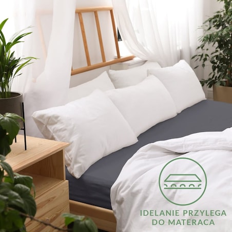Prześcieradło z bawełny jersey z gumką 160x200 kolor Antracyt