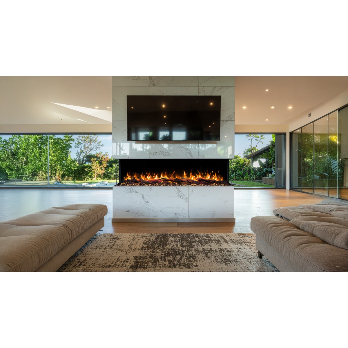 Kominek elektryczny à 3 côtés Emotion Flame Solis 90 - do zabudowy - 90x30x46 cm - kominek LED - funkcja grzania 750/1500 W