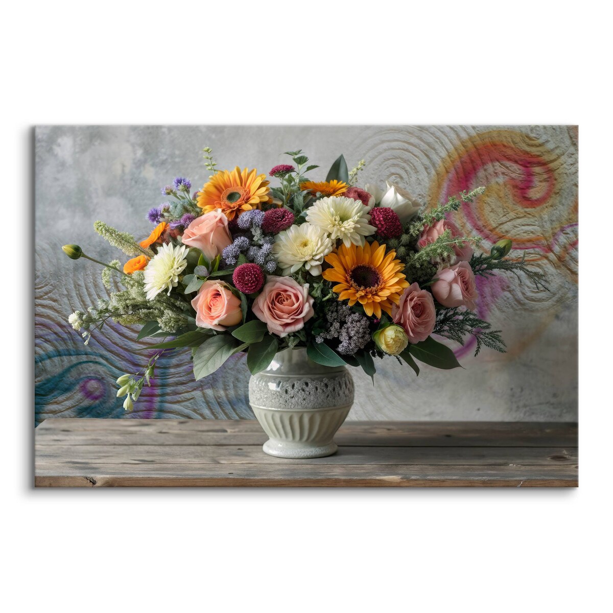 Obraz Na Płótnie Do Sypialni Bukiet Kwiatów Natura Abstrakcja Beton 120x80cm