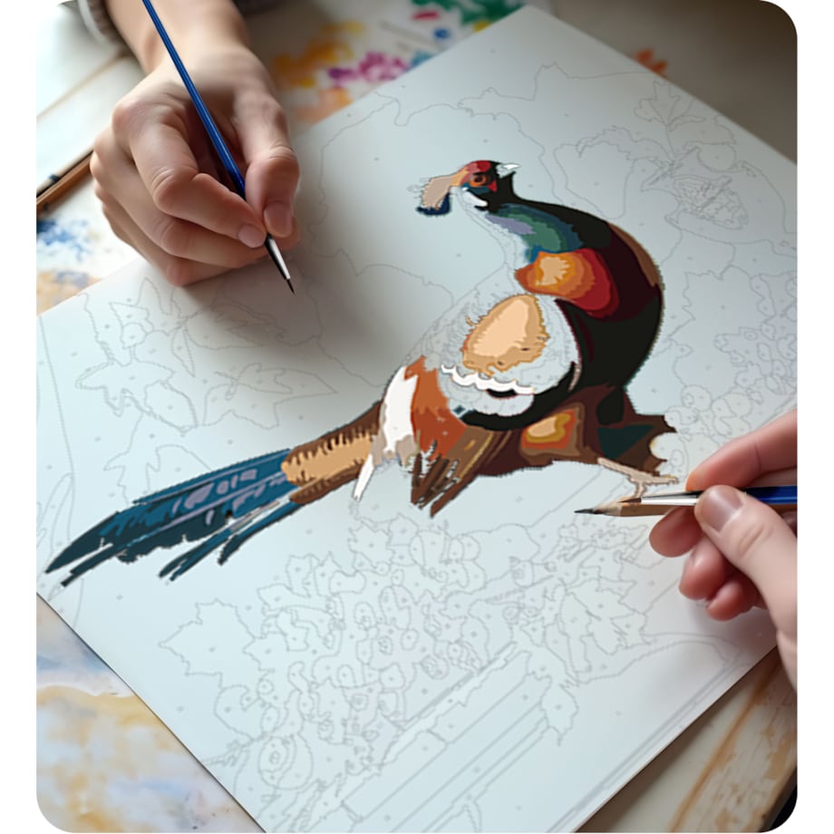 Malowanie po numerach obraz z ramą 40x50 Bażant Massido