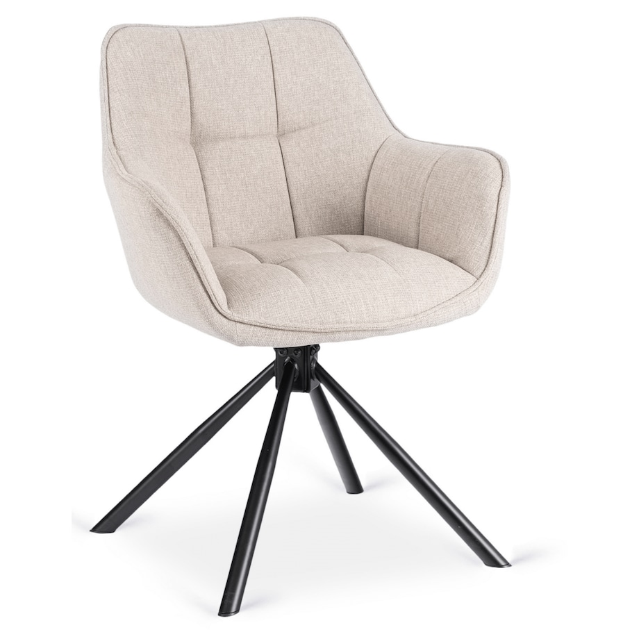 Krzesło Tapicerowane Obrotowe Kubełkowe Do Jadalni Salonu Beżowe PEONY 2