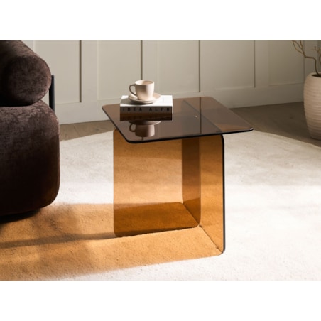 Stolik pomocniczy AMISK Szkło hartowane Brązowy