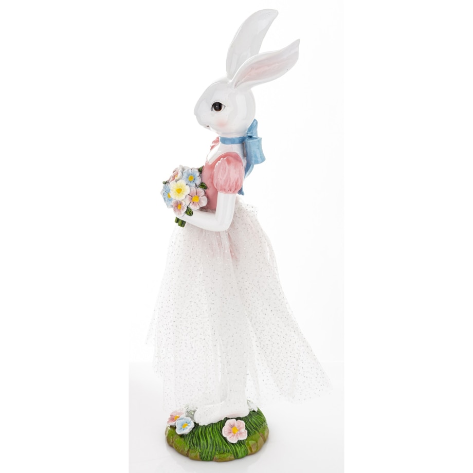 Dekoracja - króliczka w białej tiulowej spódniczce 40,5x20x15 cm MIJACZEK