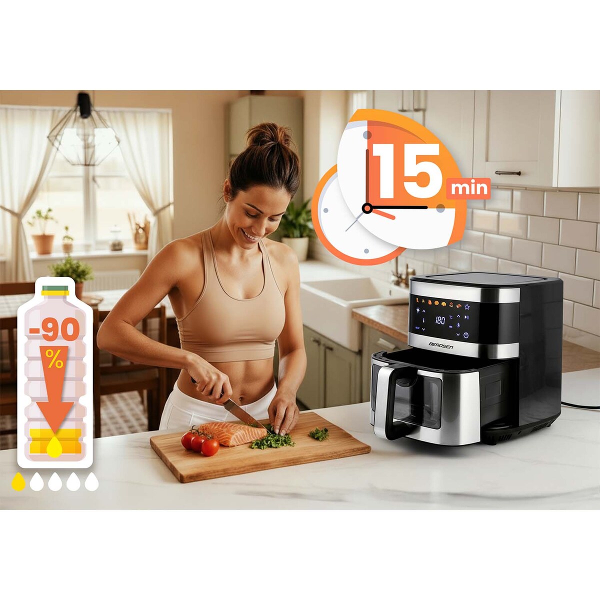 Frytkownica beztłuszczowa Berdsen Air Fryer frytownica 9,1l 1700W