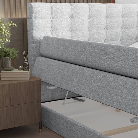 Łóżko kontynentalne STATE 120x200 z pojemnikiem, Jasny Niebieski, tkanina Grace 70