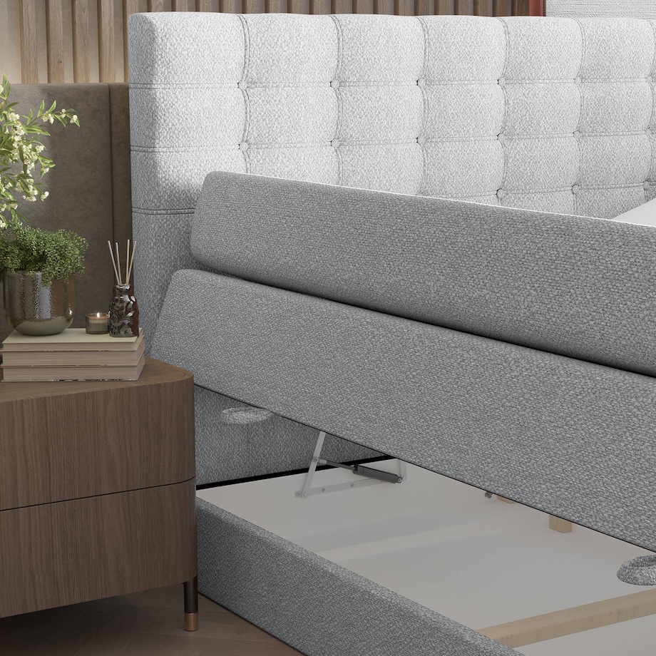 Łóżko kontynentalne STATE 120x200 z pojemnikiem, Jasny Niebieski, tkanina Grace 70