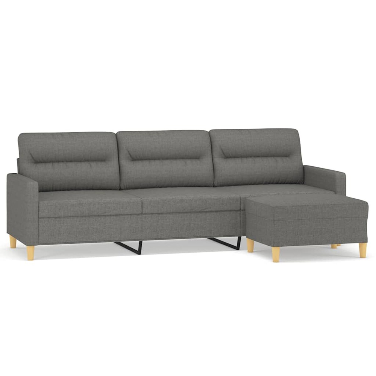 vidaXL 3-osobowa sofa z podnóżkiem, ciemnoszara, 210 cm, tkaniną