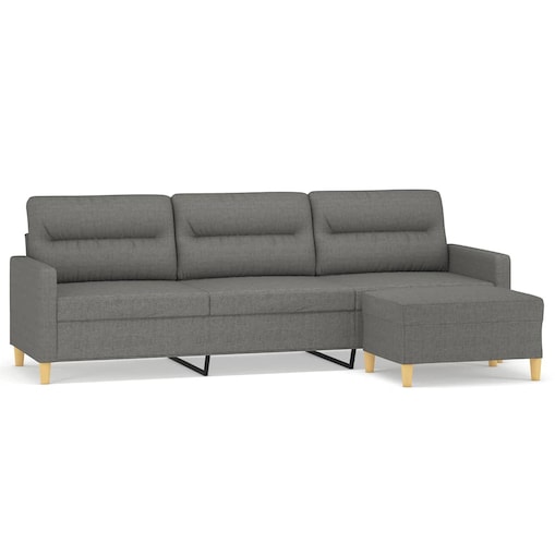vidaXL 3-osobowa sofa z podnóżkiem, ciemnoszara, 210 cm, tkaniną