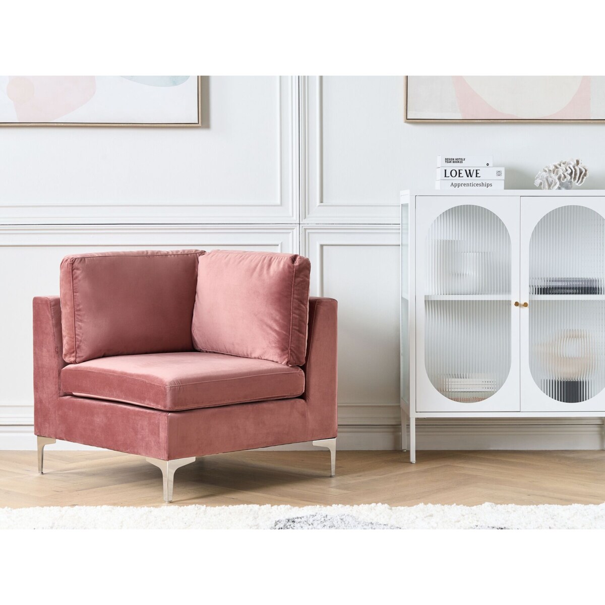 Moduł narożny welurowy różowy EVJA