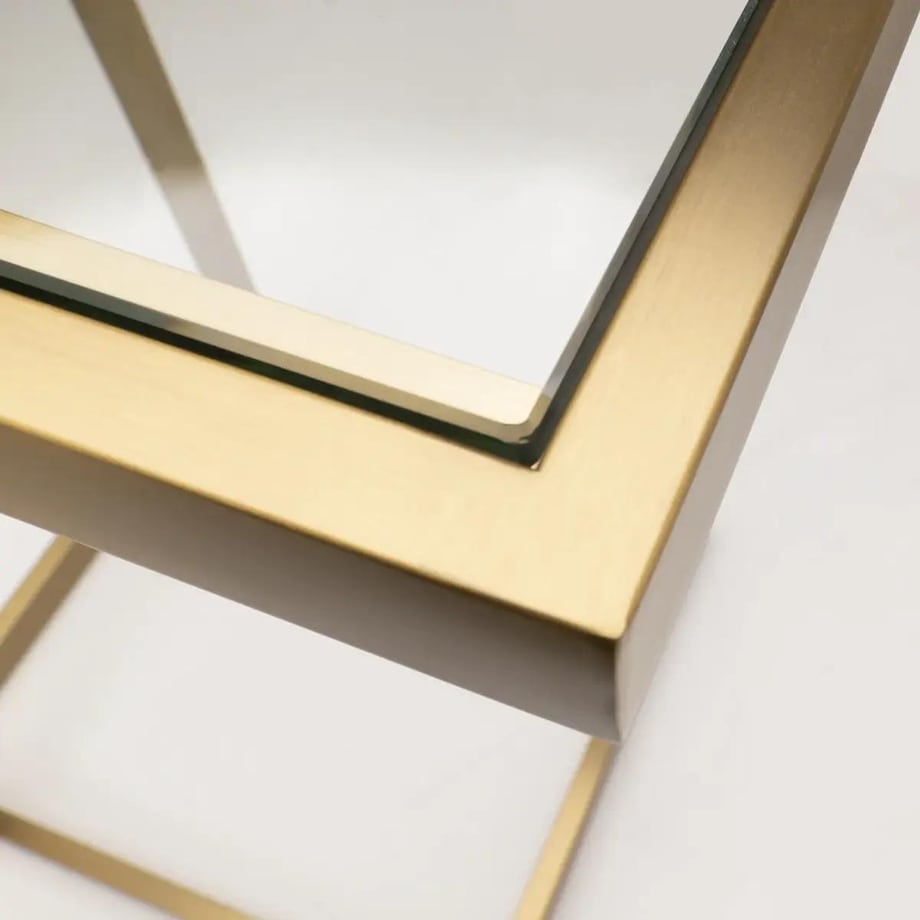 Szklany stolik kwadratowy Hudson HU-ST1576BR Cosmolight mosiądz