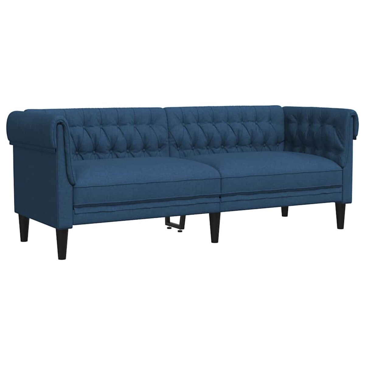 vidaXL Sofa Chesterfield, trzyosobowa, niebieska, obita tkaniną