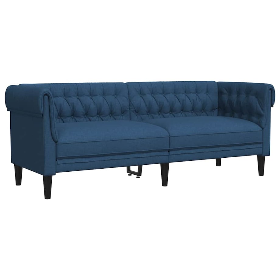 vidaXL Sofa Chesterfield, trzyosobowa, niebieska, obita tkaniną
