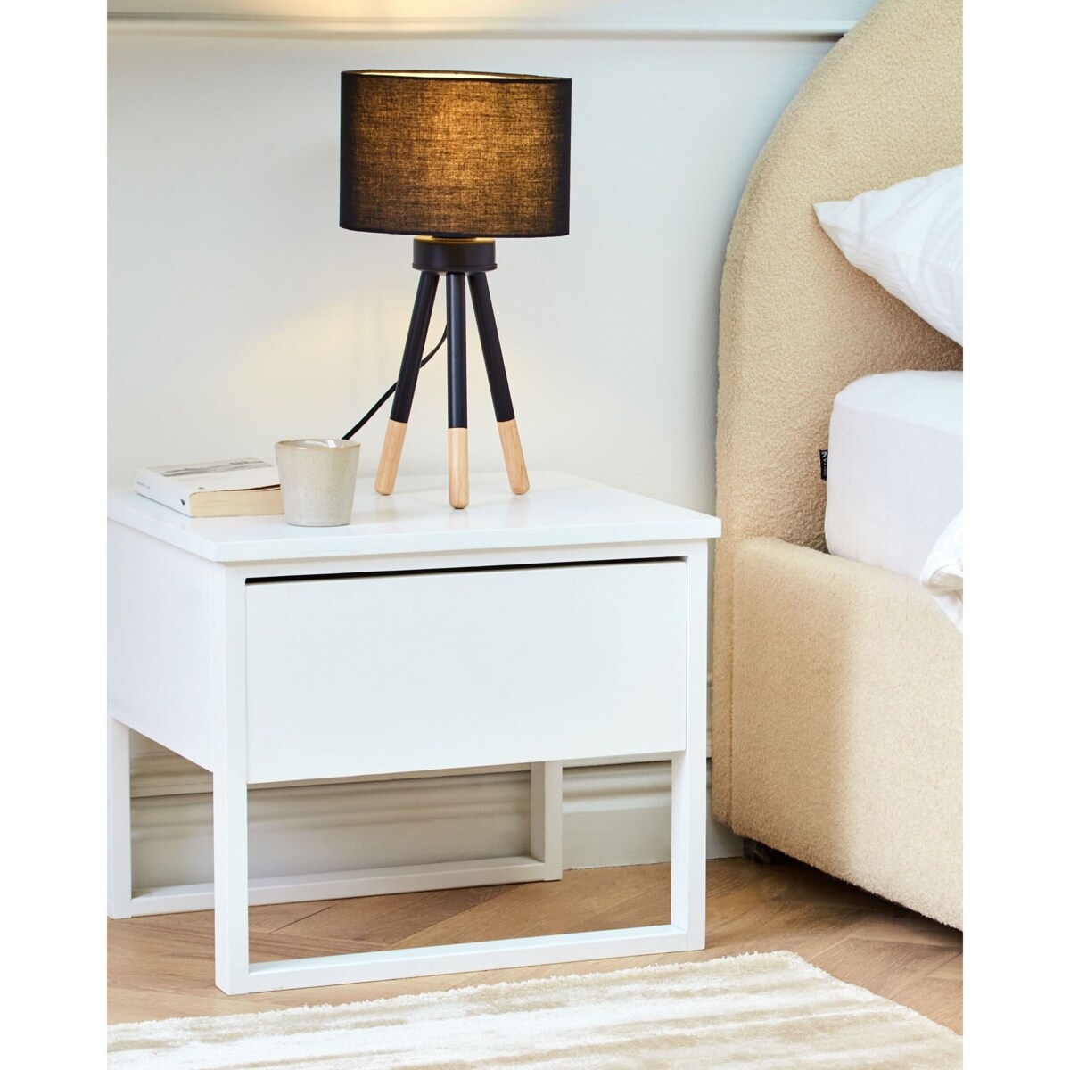 Zestaw 2 lampek nocnych drewniany czarny TOBOL