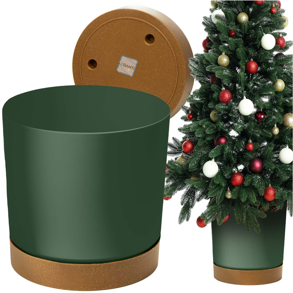 Donica Doniczka Na Choinkę Drzewko Świąteczne Duża Z Podstawką Boże Narodzenie Butelkowa Zieleń Duża