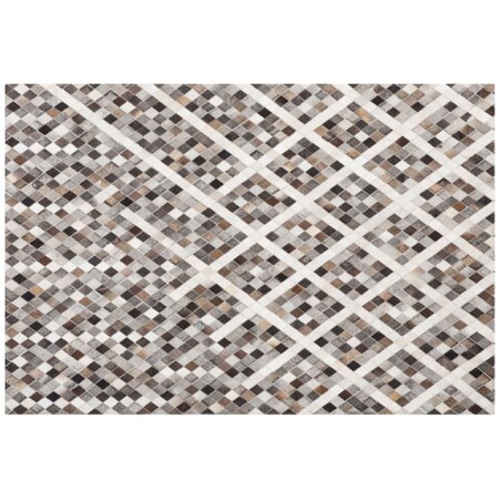 Dywan patchwork skórzany 160 x 230 cm szaro-brązowy AKDERE