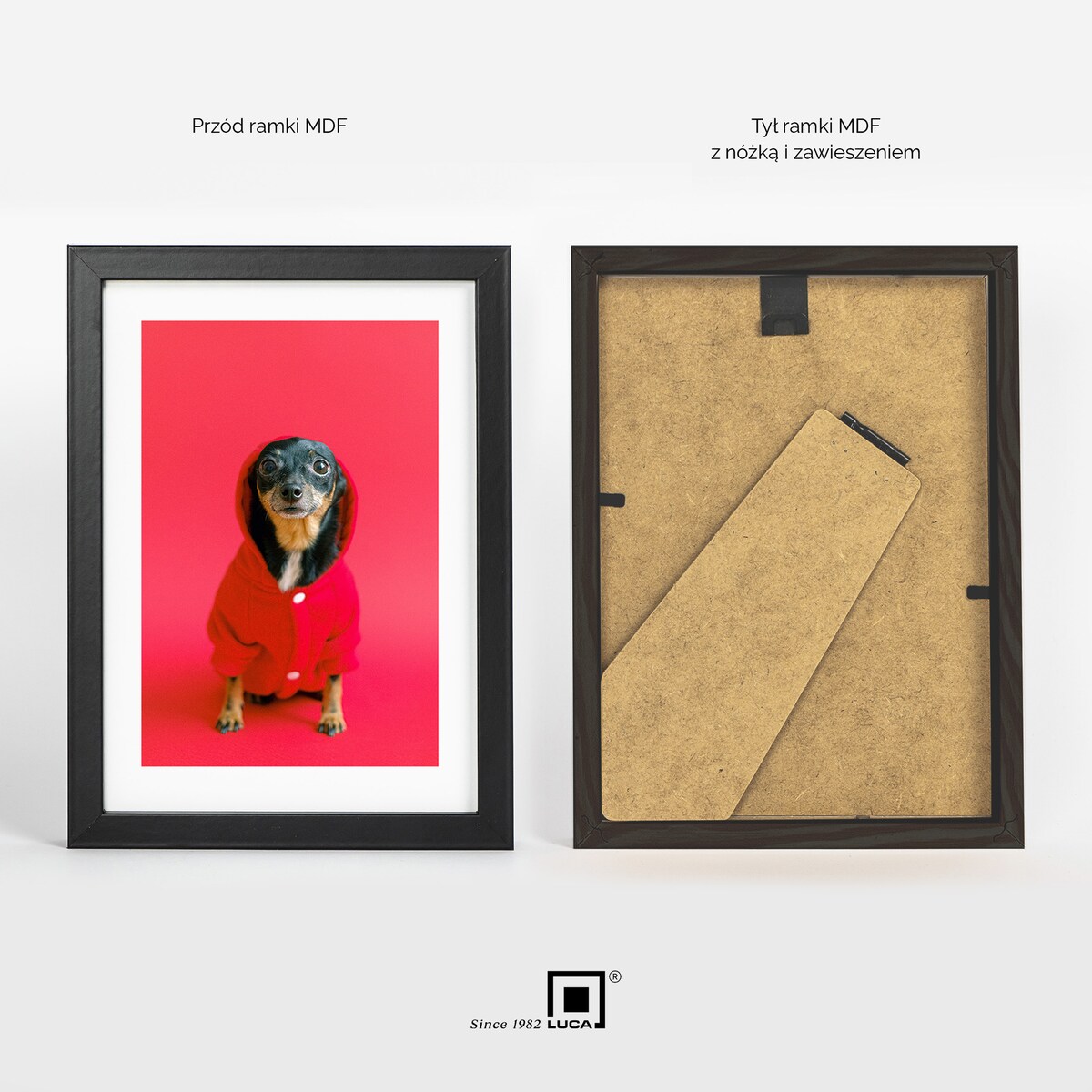 Ramka na zdjęcia 13x18 cm czarna rama MDF z plexi wisząca stojąca klasyczna ramka