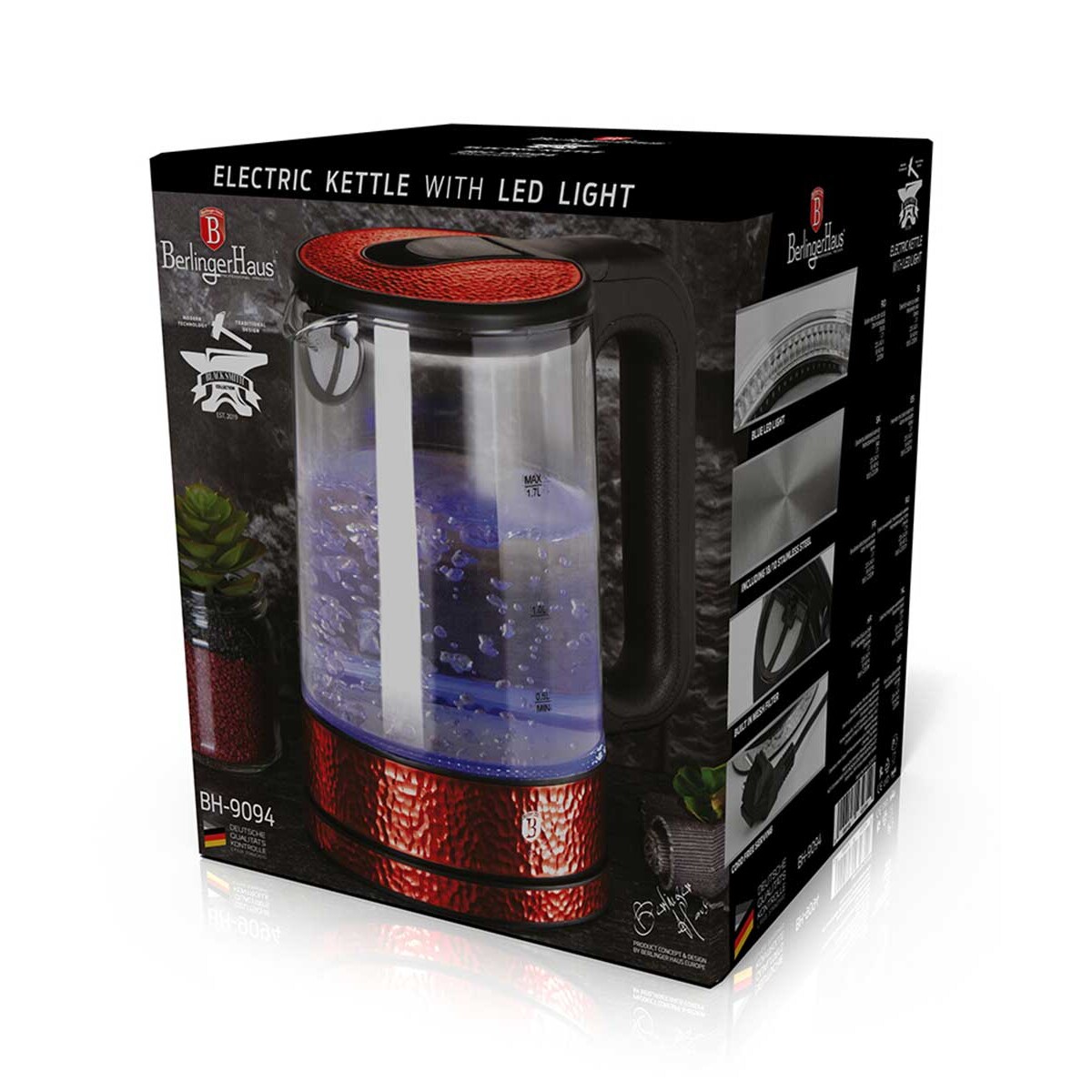 Czajnik elektryczny 1.7L BERLINGER HAUS Burgundy